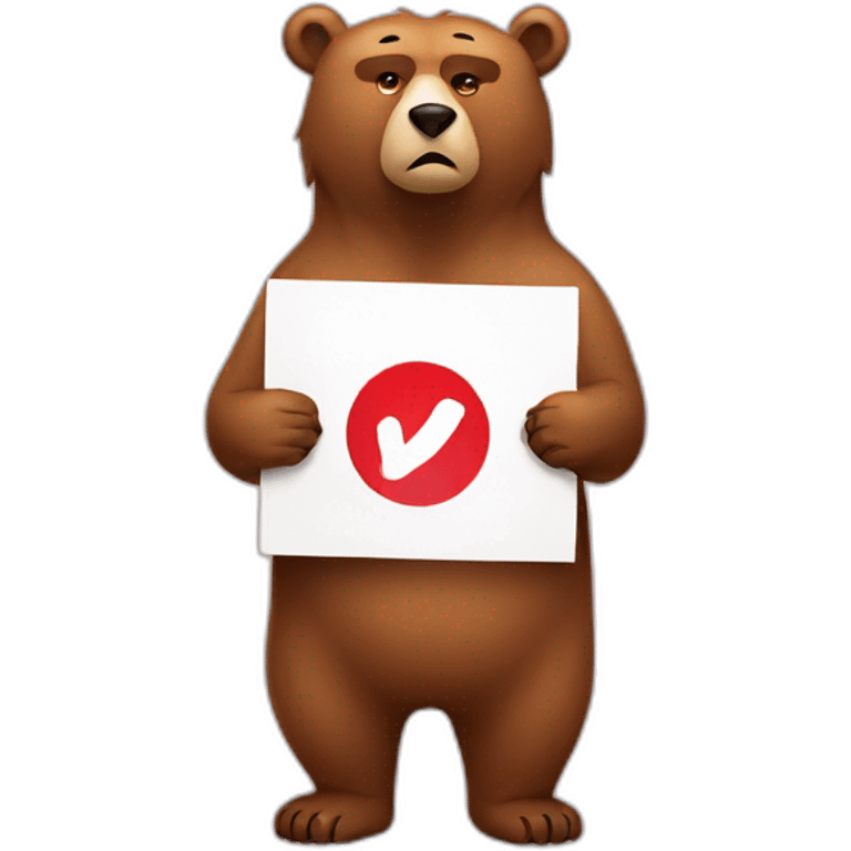 bear holding a rejected sign emoji