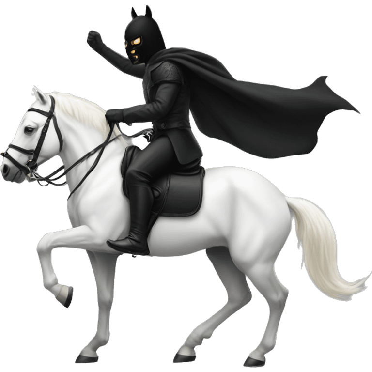 black mask warrior in black suit riding on a white horse emoji