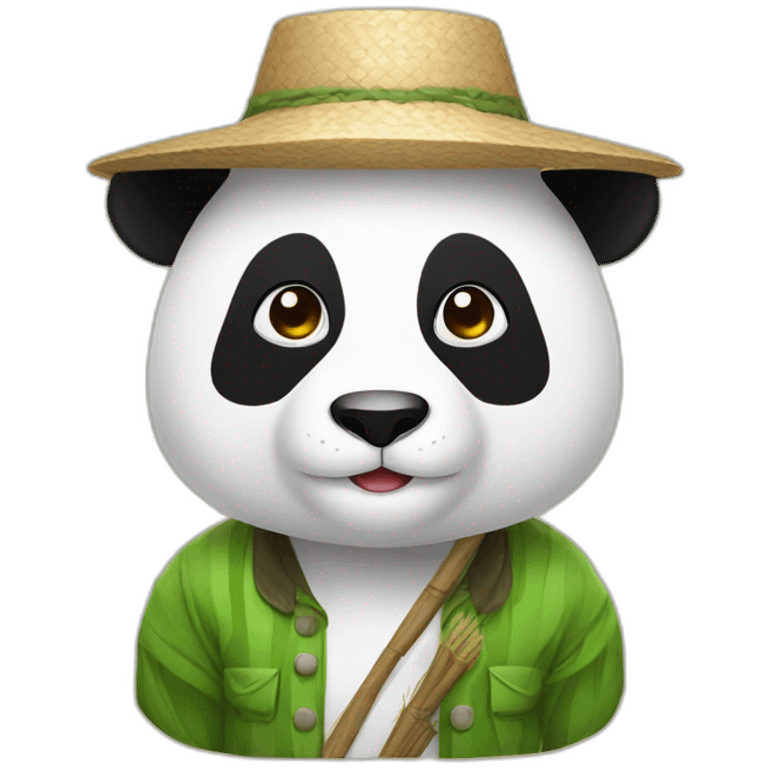 panda with rice farmer hat emoji