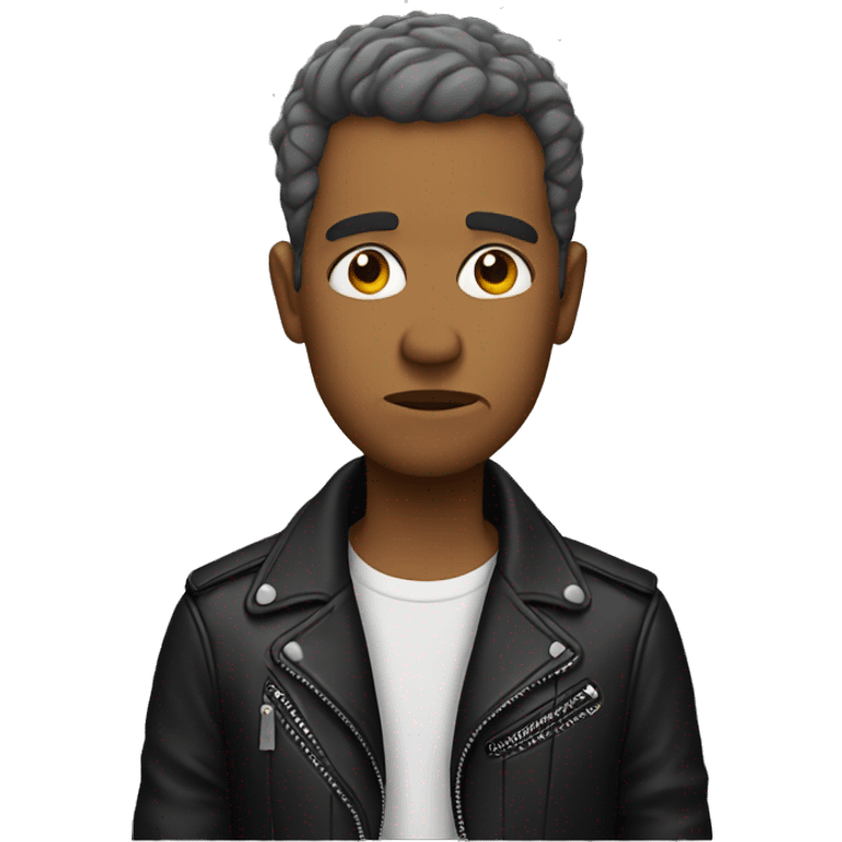 Sad musician with leather jacket emoji