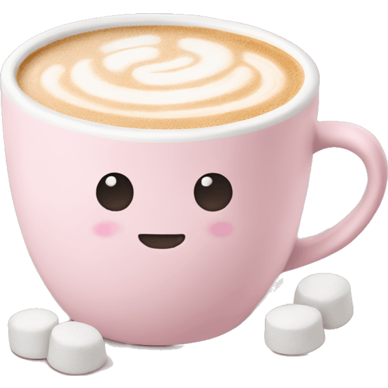 Light Pink mug of latte with marshmallows  emoji