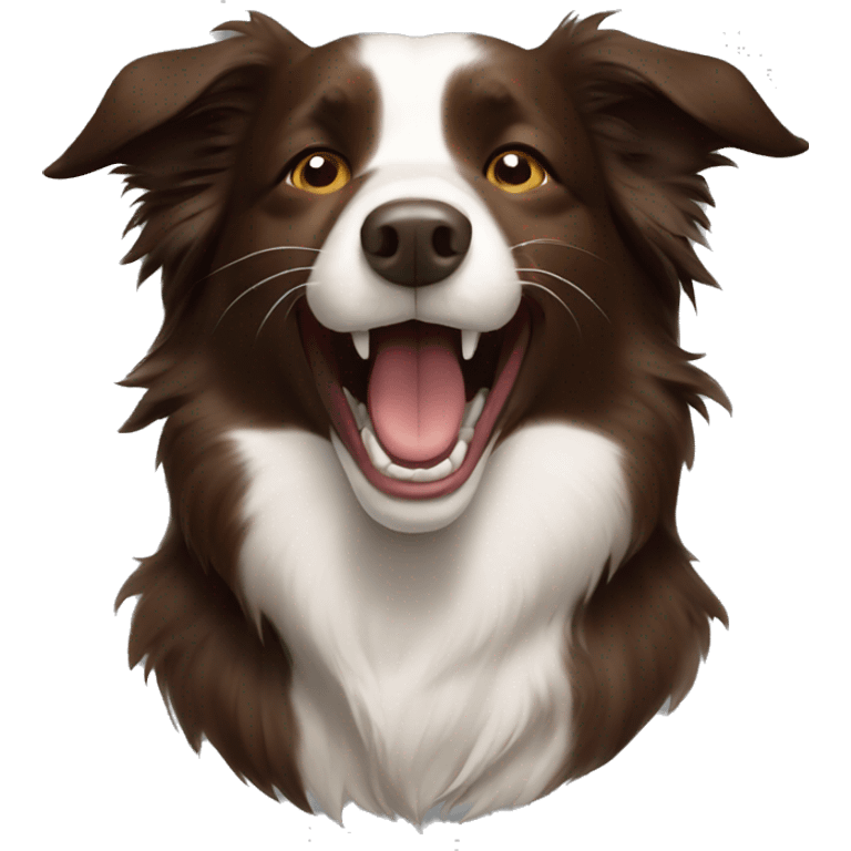 Brown border collie laughing emoji