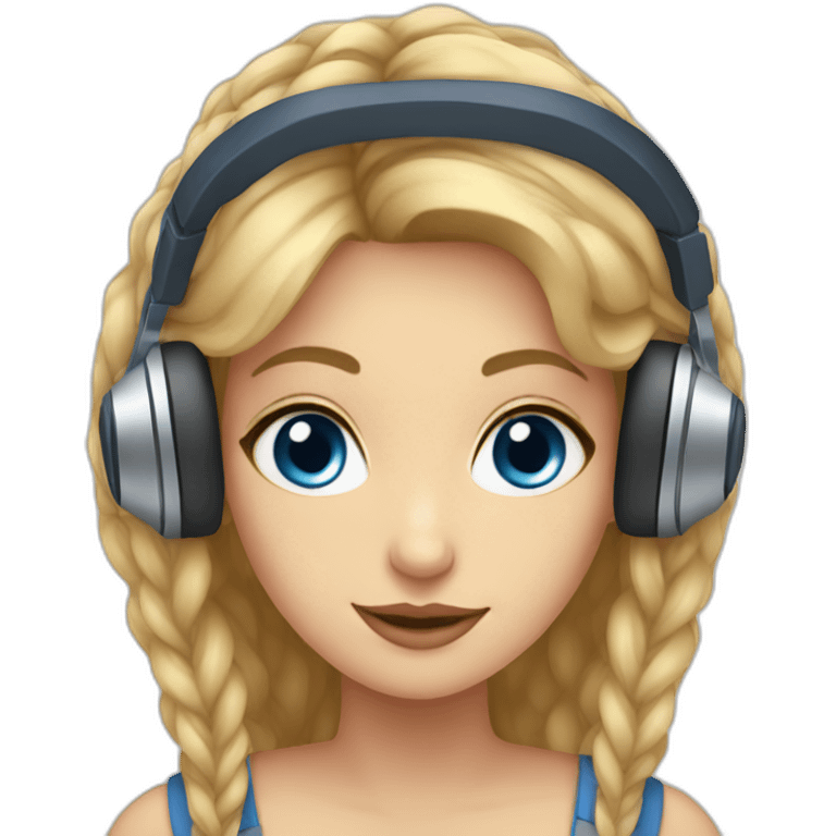 Anastasiia with with blue eyes with headphones emoji