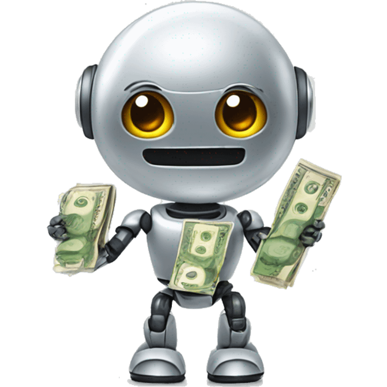 cute robot with money emoji