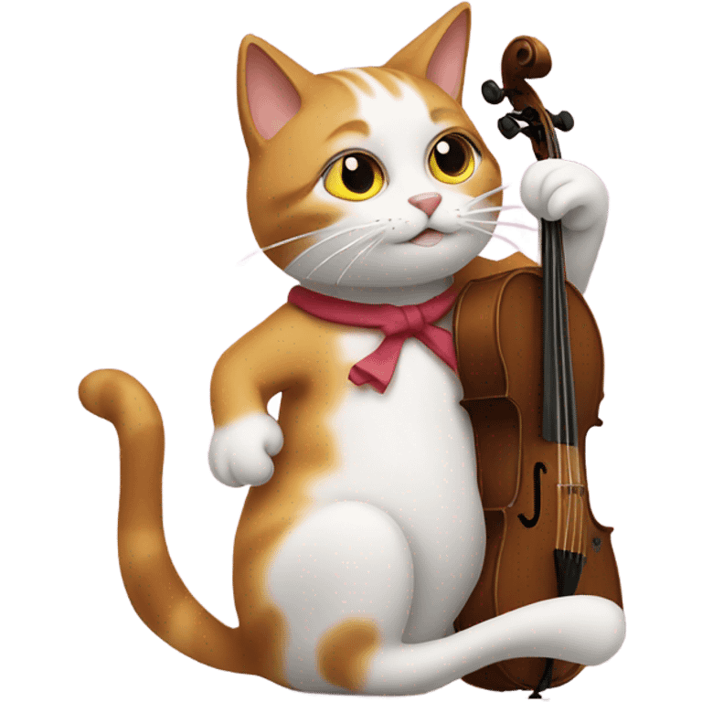 Cat playing the cello emoji