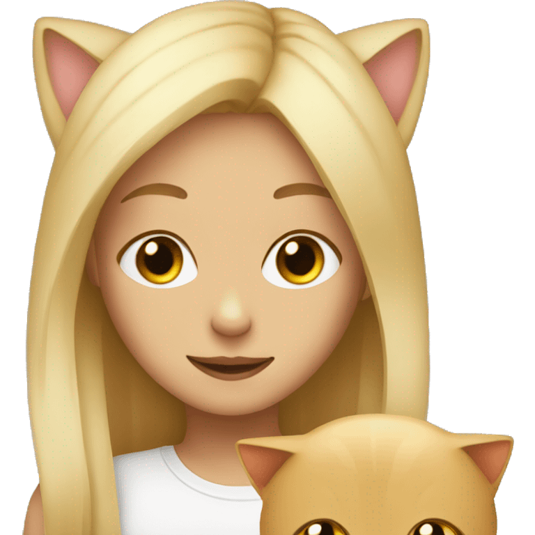 Cat with blonde girl  emoji