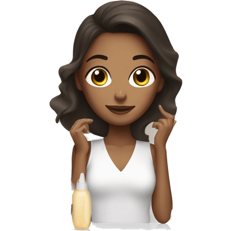 Brunette girl doing skincare emoji