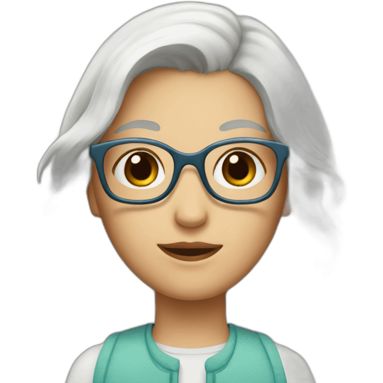 A Couple of two girls one with white hair and other with short brown hair and glasses emoji