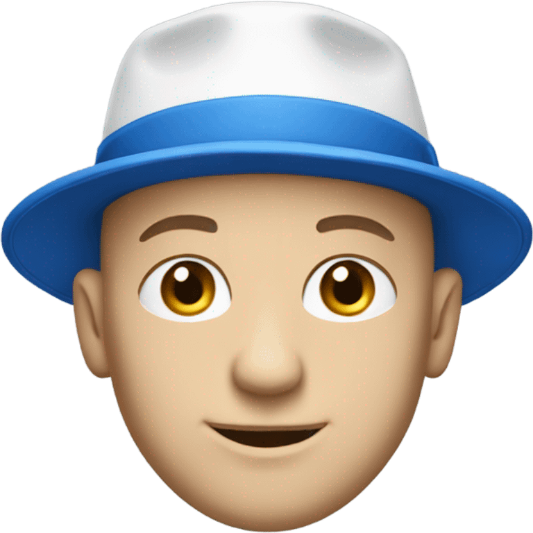 White bald Man smirking in a blue hat emoji