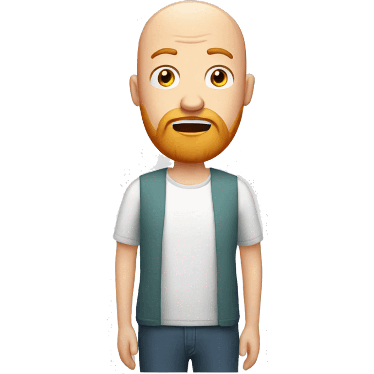 white man with round face, ginger beard, bald head. shocked expression  emoji