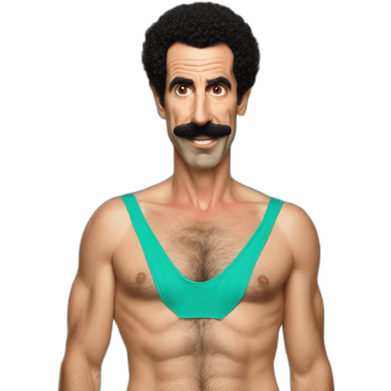 Borat on the beach in mankini m emoji