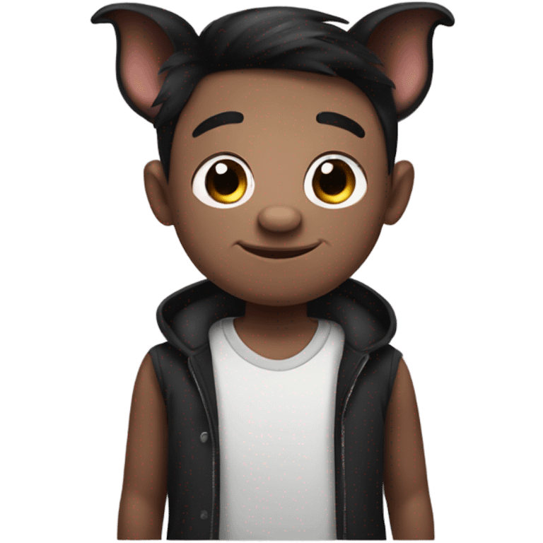 Black pig with a boy with dark hair  emoji