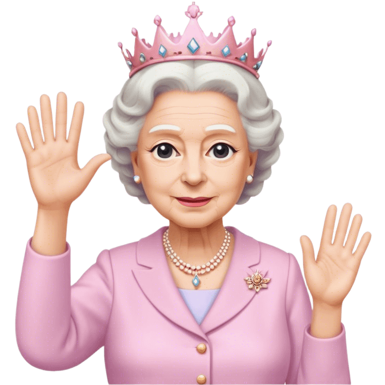 
Queen Elizabeth waves in pastel clothes emoji