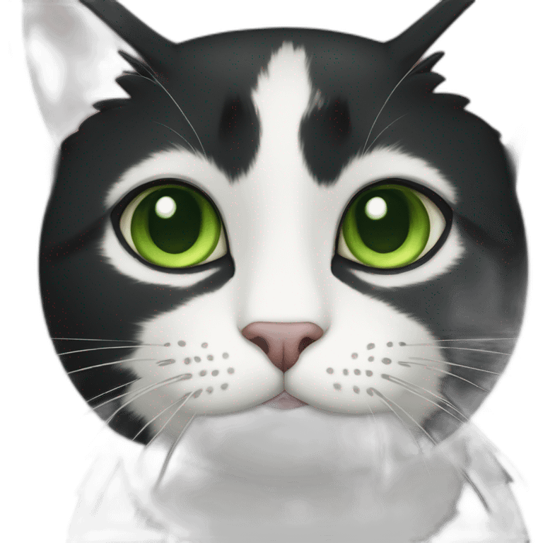 happy tuxedo cat green eye whole body emoji