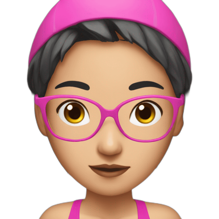 freestyle swim asian girl in pink swimsuit emoji