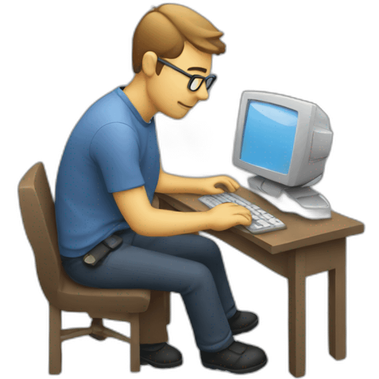 men working on a computer emoji