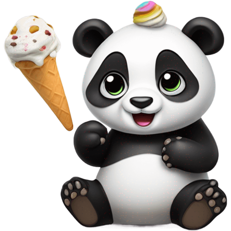 Panda eating ice cream emoji