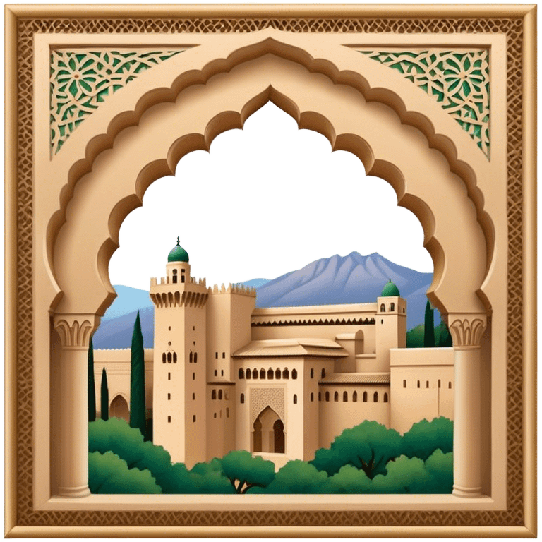 Alhambra Landmark Emoji – Highlighting its Moorish architecture and distinctive arches. emoji