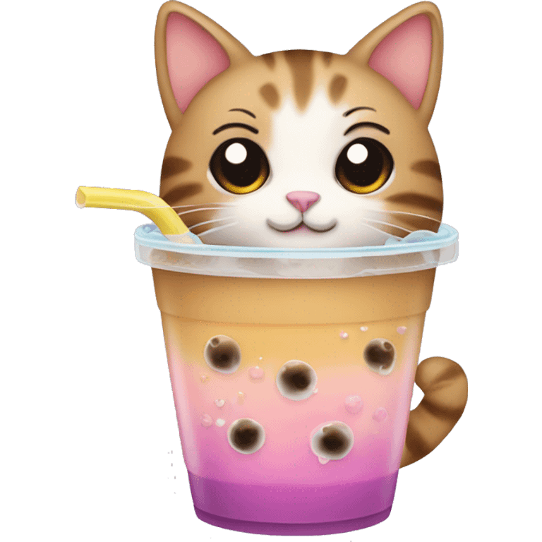 Cat with bubble tea emoji