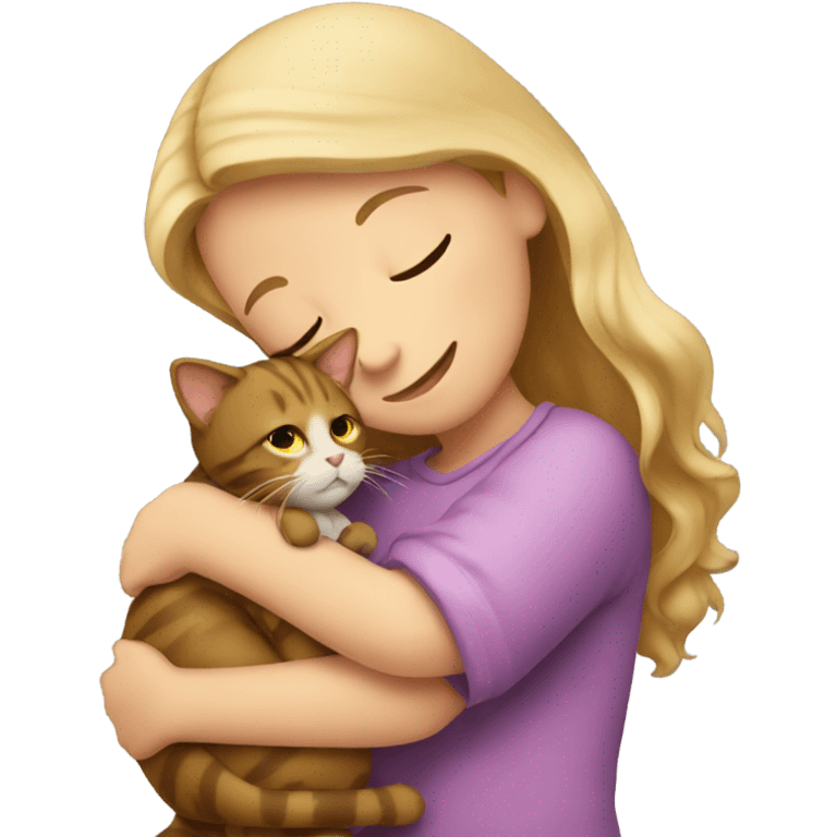 girl hugging cat emoji