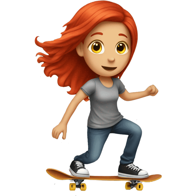 A red hair girl do skateboarding  emoji