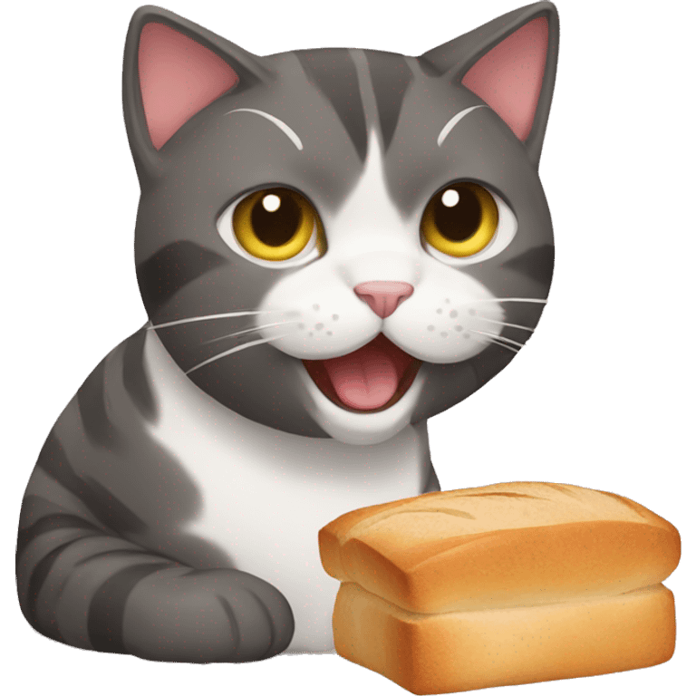 Cat eating bread emoji