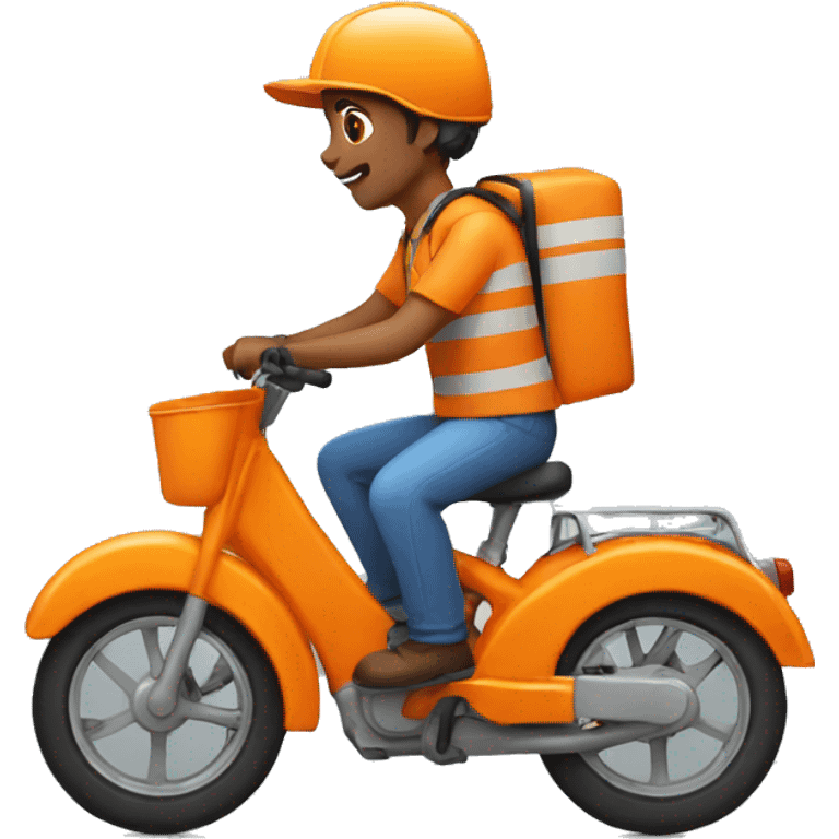 Delivery Courier on an orange bike  emoji