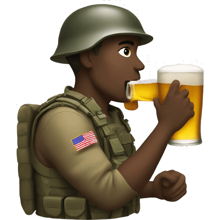 Soldier drinking a beer emoji