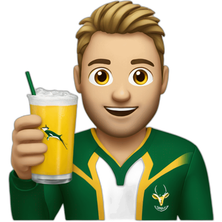 Springbok rugby supporter with drink emoji