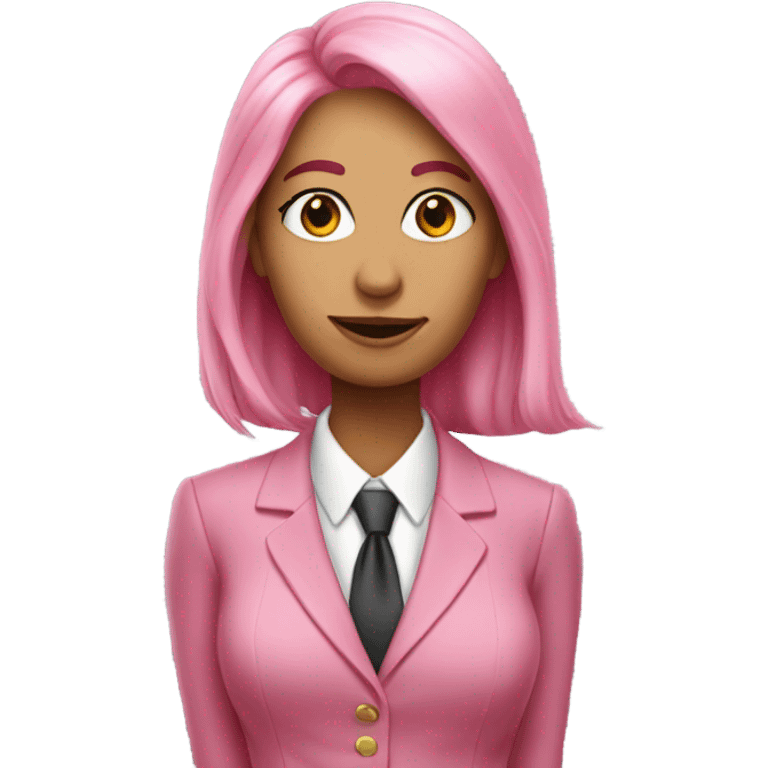 secretary-like women with loose long pink hair in pink suit emoji