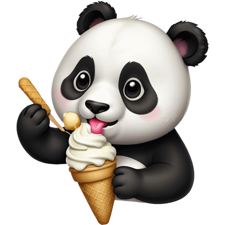 Panda eating ice cream emoji