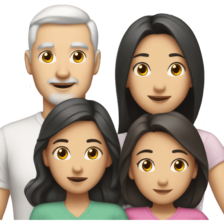 white dad and 3 asian daughters emoji