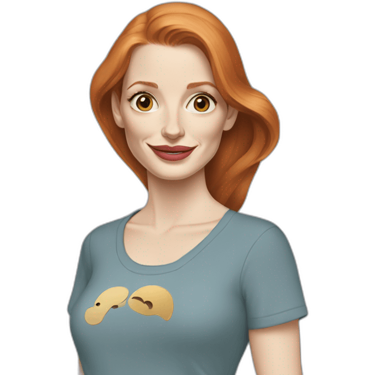 jessica-chastain cartoon wearing tee emoji