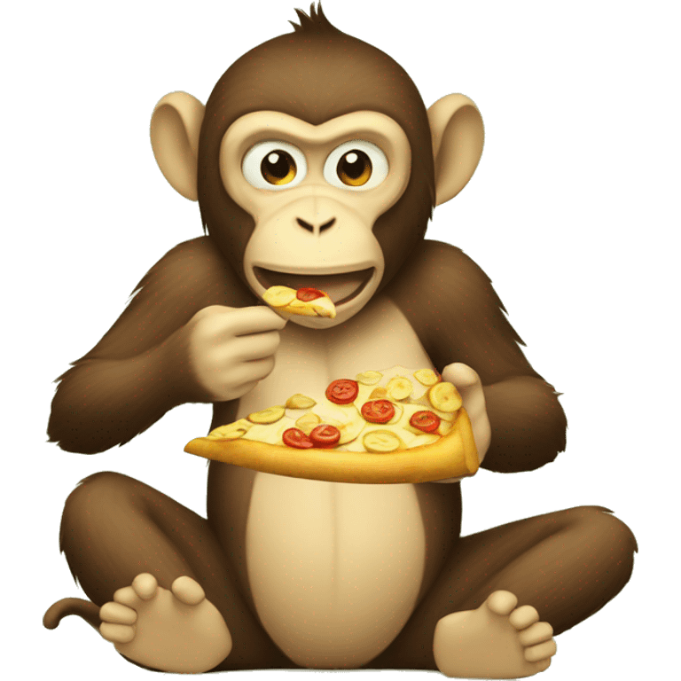 Monkey eating banana pizza throwing  emoji