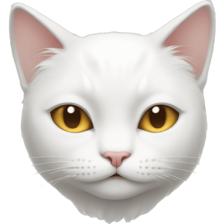 White cat closes eyes with paws emoji