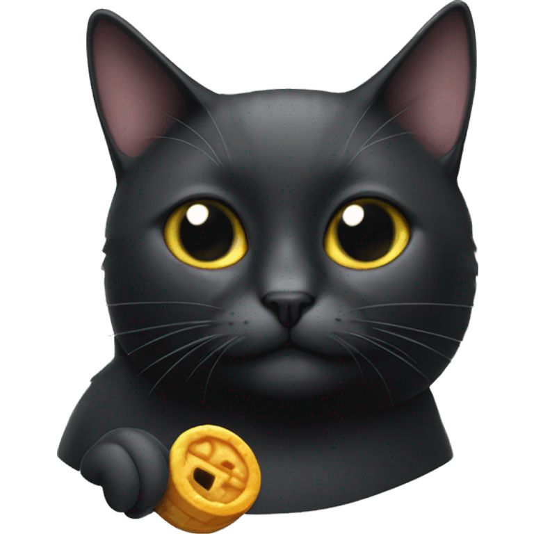 un gato negro con cara de pez emoji