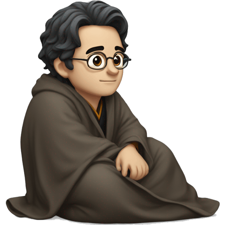 full body Harry Potter in robe laying down tired  emoji