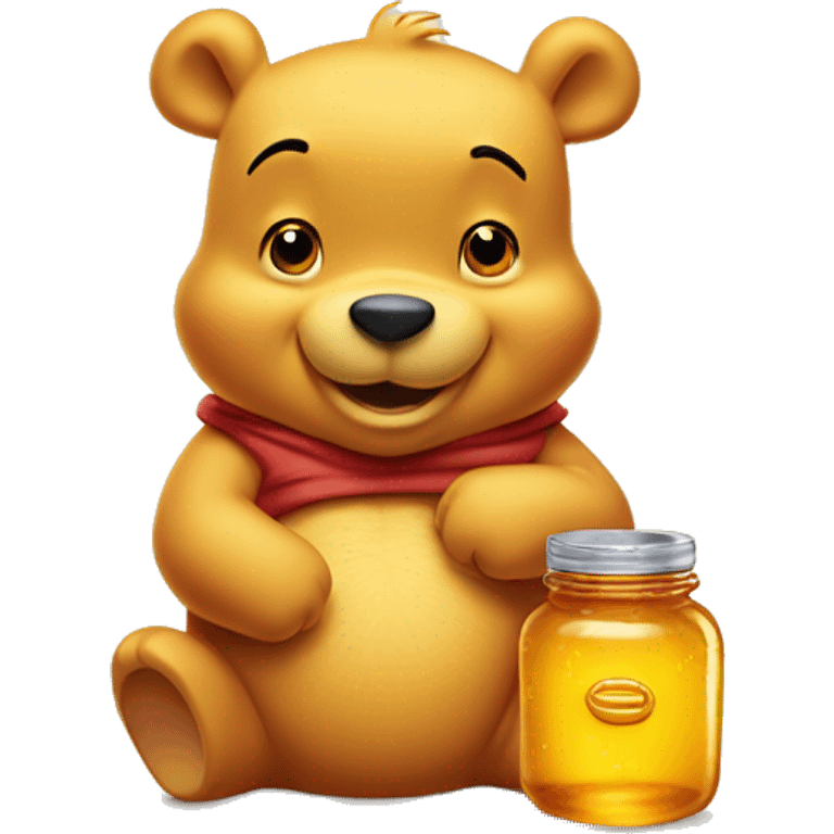 Adorable Winnie the Pooh with honey jar emoji