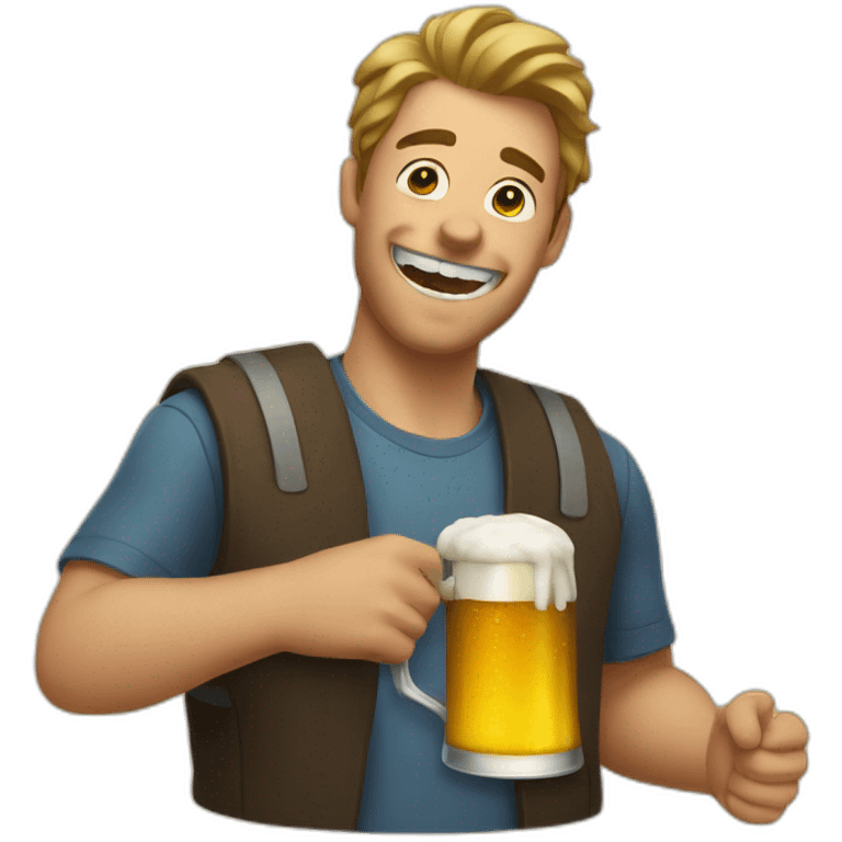 man opening beer with teeth emoji