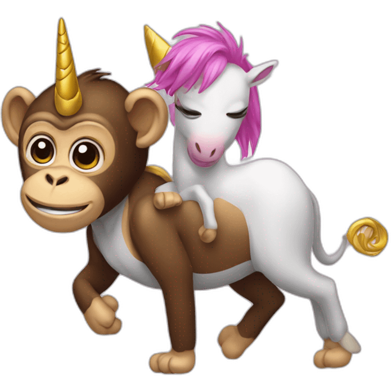 Monkey embrasse a unicorn emoji