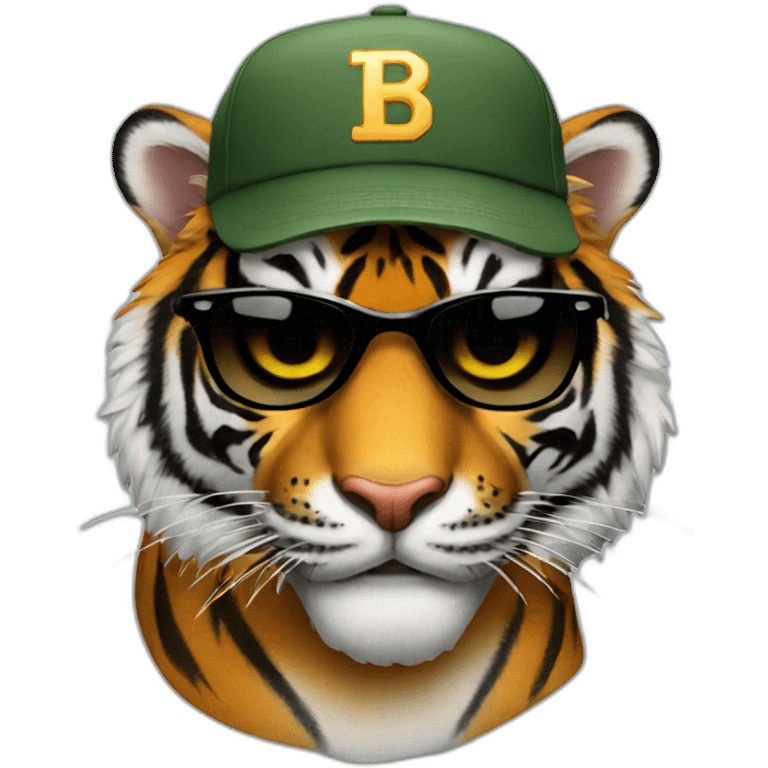 Tiger with sunglasses and cap emoji