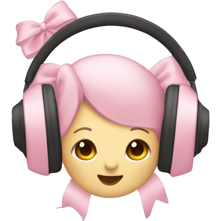 Headphones with baby pink bows  emoji