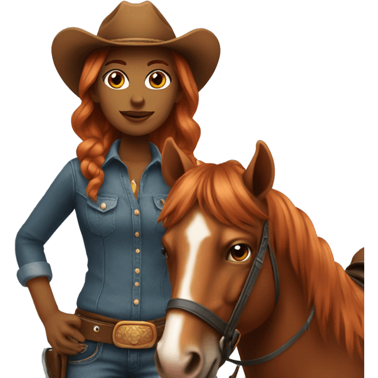 Cowgirl with copper hair emoji