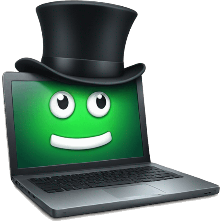 laptop with tophat emoji