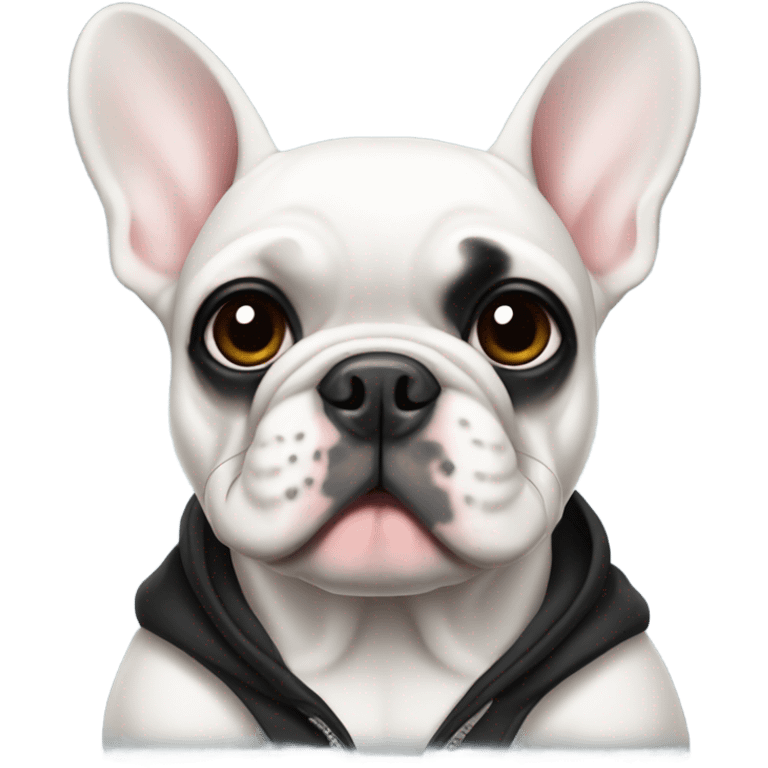 White french bulldog with black hoddie  emoji