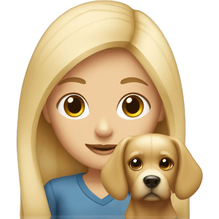 blonde girl with dog emoji