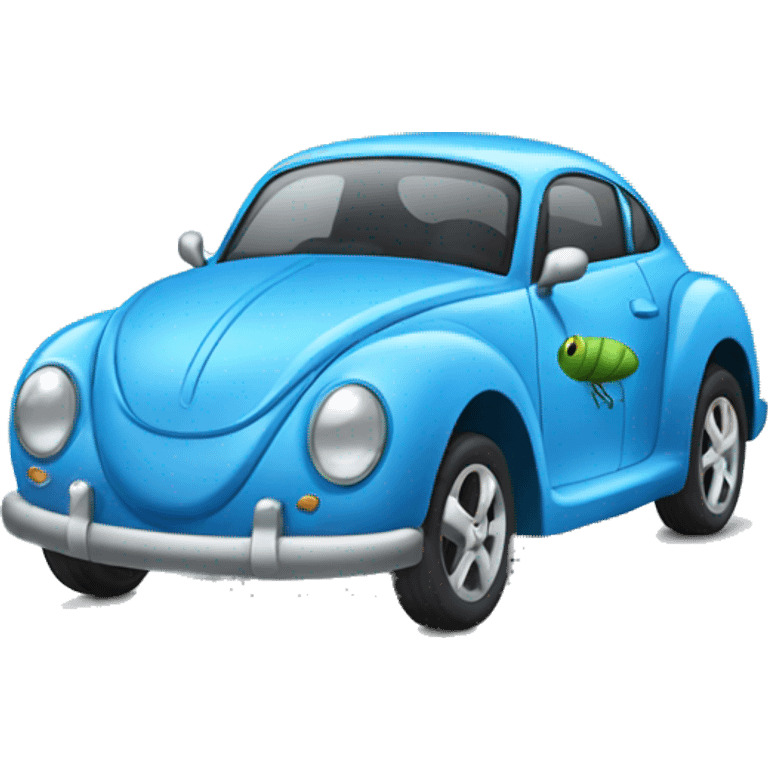 Blue car with dragonfly emoji