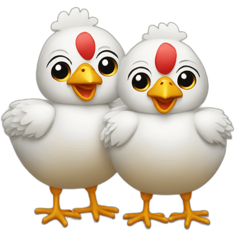 Two chicken together emoji