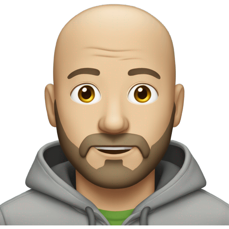 white man with bald head and beard hoodie emoji