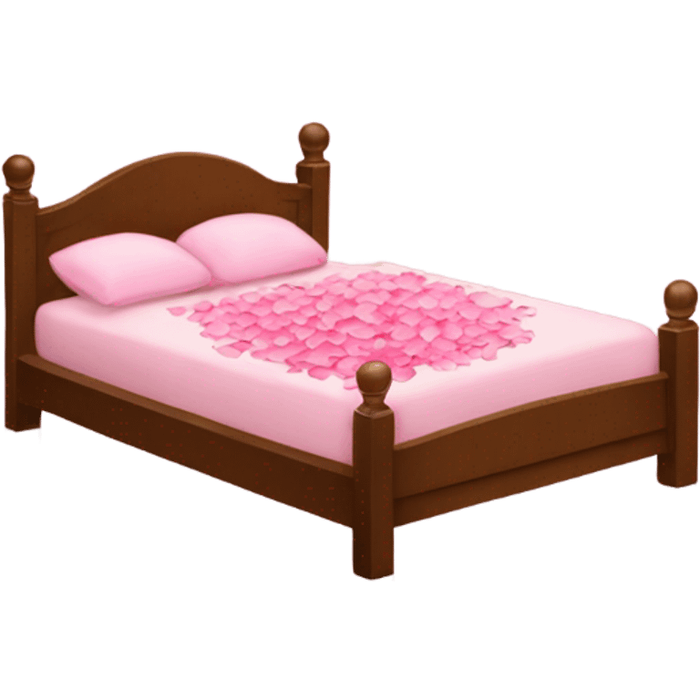 A bed with pink rose petals on top  emoji